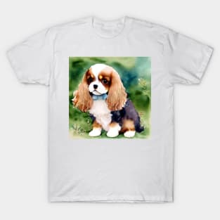Cute Cavalier King Charles Spaniel Dog Puppy Art 6 T-Shirt